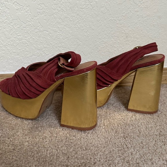 Jeffrey Campbell x Free People mauve suede and gold platforms - Picture 4 of 4